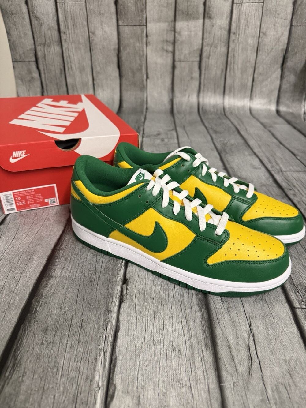 New Nike Men's Dunk Low SP US Sz 12 EU 46 Varsity Maize /Pine Green CU1727 700
